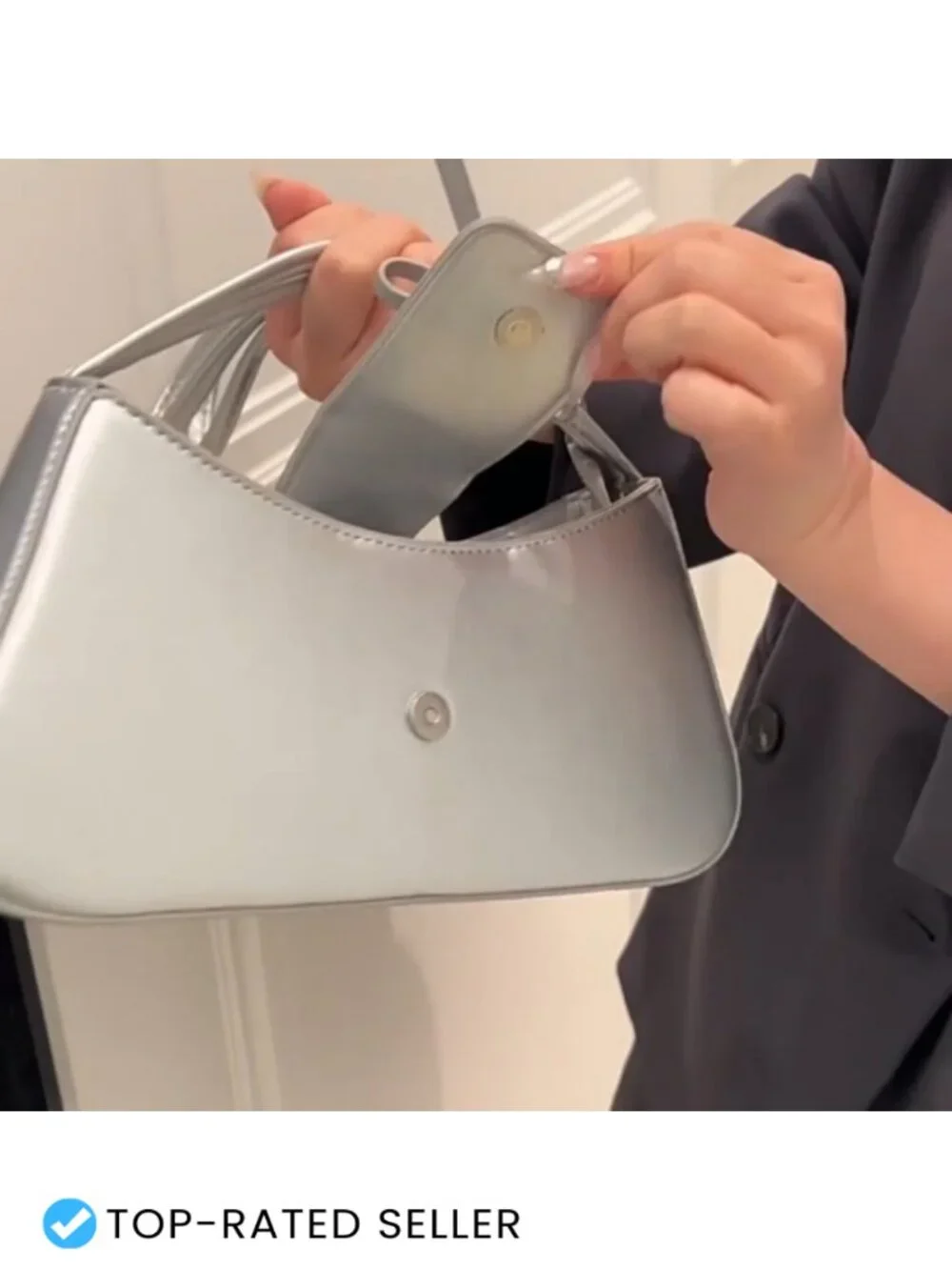 PU Leather Hobo Shoulder Bag Bow Flap Magnet Closure Everyday Purse